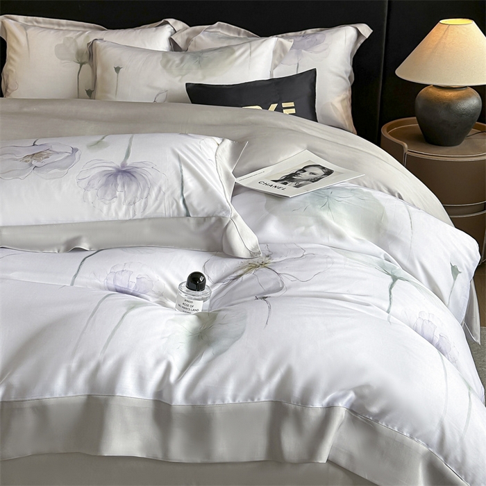 91家纺网 家纺一手货源 找家纺 蓝米卡夫 2026夏季新款50S天丝数码印花夏被夏凉被空调被四件套 花想容