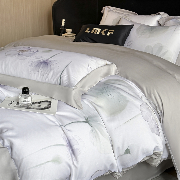 91家纺网 家纺一手货源 找家纺 蓝米卡夫 2026夏季新款50S天丝数码印花夏被夏凉被空调被四件套 花想容