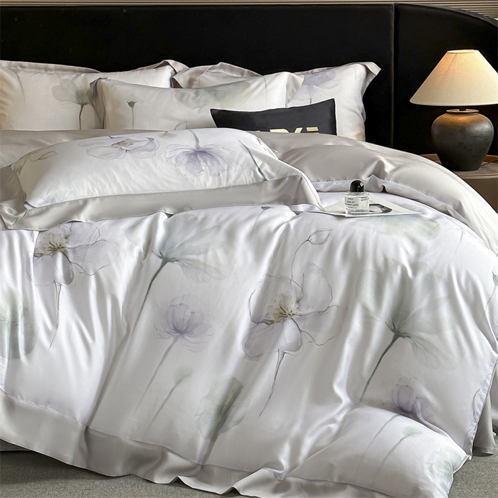 91家纺网 家纺一手货源 找家纺 蓝米卡夫 2026夏季新款50S天丝数码印花夏被夏凉被空调被四件套 花想容