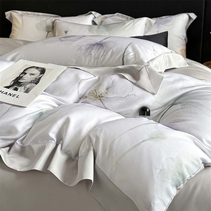 91家纺网 家纺一手货源 找家纺 蓝米卡夫 2026夏季新款50S天丝数码印花夏被夏凉被空调被四件套 花想容