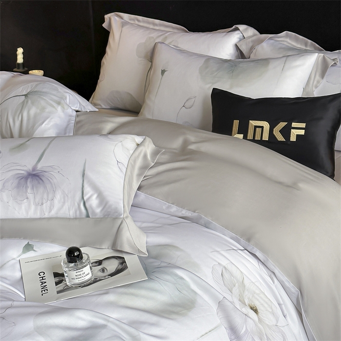 91家纺网 家纺一手货源 找家纺 蓝米卡夫 2026夏季新款50S天丝数码印花夏被夏凉被空调被四件套 花想容