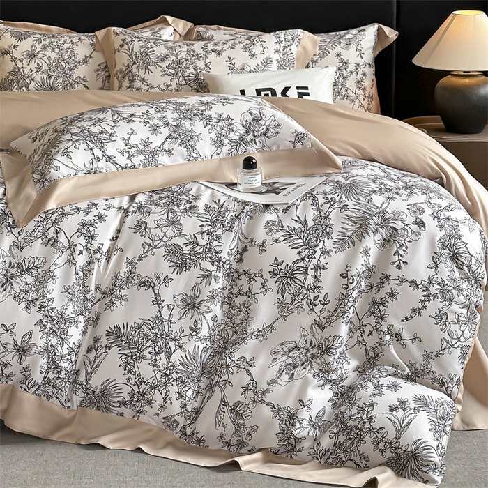 91家纺网 家纺一手货源 找家纺 蓝米卡夫 2026夏季新款50S天丝数码印花夏被夏凉被空调被四件套 华尔兹