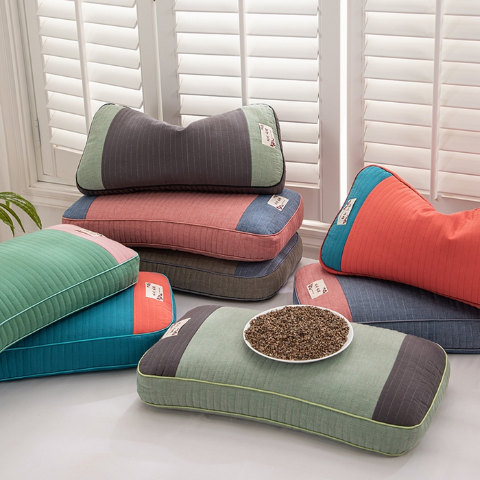 91家纺网 家纺一手货源 找家纺 （总）仁宇枕业 2026新款新品全棉简约款砂洗面包枕头水洗棉全荞麦颈椎枕头枕芯