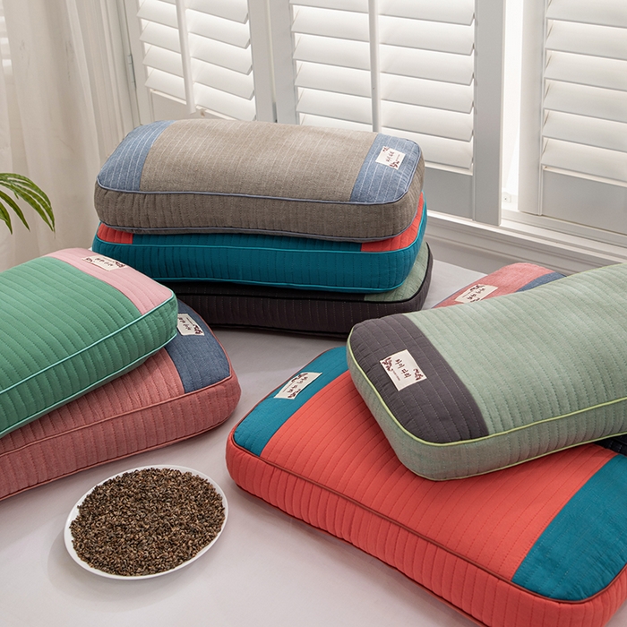 91家纺网 家纺一手货源 找家纺 （总）仁宇枕业 2026新款新品全棉简约款砂洗面包枕头水洗棉全荞麦颈椎枕头枕芯