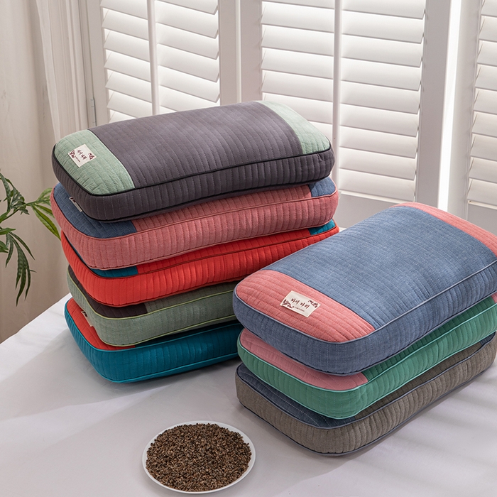 91家纺网 家纺一手货源 找家纺 （总）仁宇枕业 2026新款新品全棉简约款砂洗面包枕头水洗棉全荞麦颈椎枕头枕芯