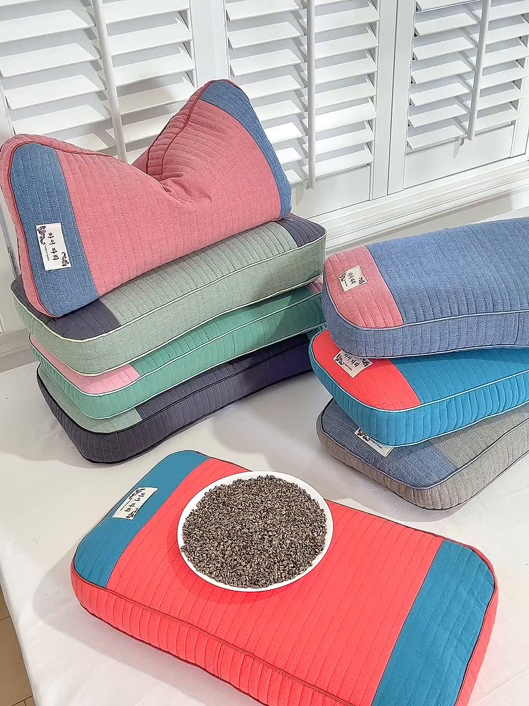 91家纺网 家纺一手货源 找家纺 （总）仁宇枕业 2026新款新品全棉简约款砂洗面包枕头水洗棉全荞麦颈椎枕头枕芯