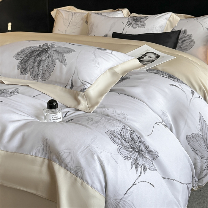 91家纺网 家纺一手货源 找家纺 蓝米卡夫 2026夏季新款50S天丝数码印花夏被夏凉被空调被四件套 澜晚-灰