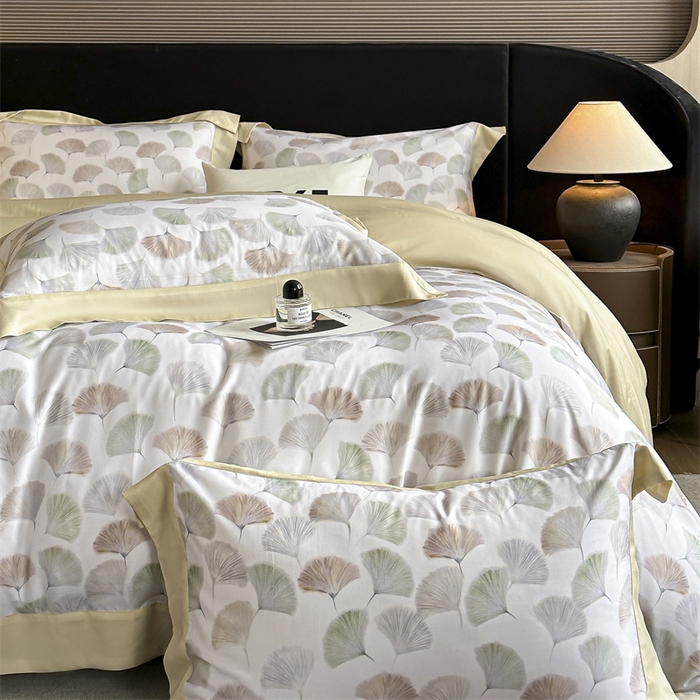 91家纺网 家纺一手货源 找家纺 蓝米卡夫 2026夏季新款50S天丝数码印花夏被夏凉被空调被四件套 林间秘信-粉