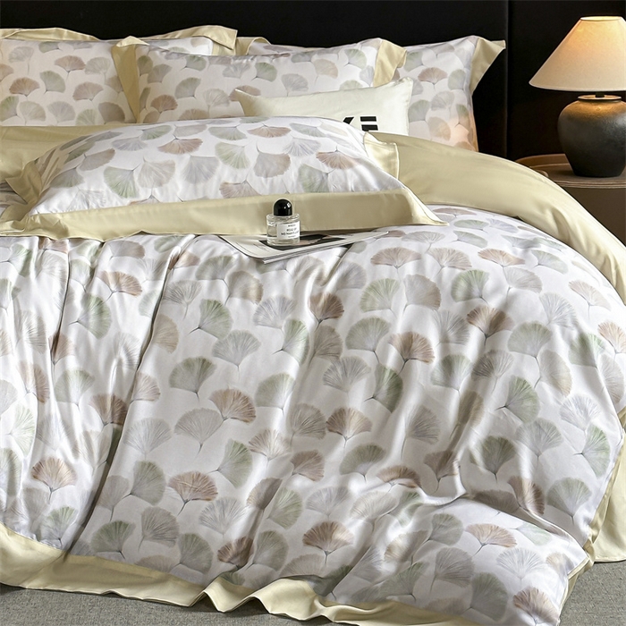 91家纺网 家纺一手货源 找家纺 蓝米卡夫 2026夏季新款50S天丝数码印花夏被夏凉被空调被四件套 林间秘信-粉