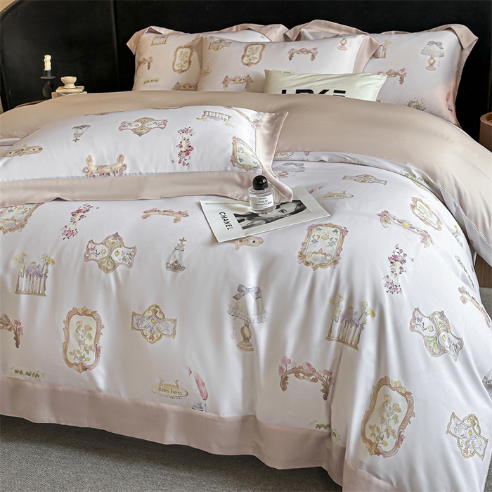 91家纺网 家纺一手货源 找家纺 蓝米卡夫 2026夏季新款50S天丝数码印花夏被夏凉被空调被四件套 洛丽塔-粉