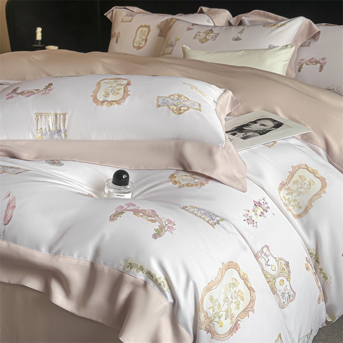 91家纺网 家纺一手货源 找家纺 蓝米卡夫 2026夏季新款50S天丝数码印花夏被夏凉被空调被四件套 洛丽塔-粉