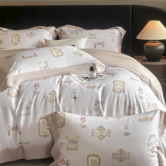 91家纺网 家纺一手货源 找家纺 蓝米卡夫 2026夏季新款50S天丝数码印花夏被夏凉被空调被四件套 洛丽塔-粉