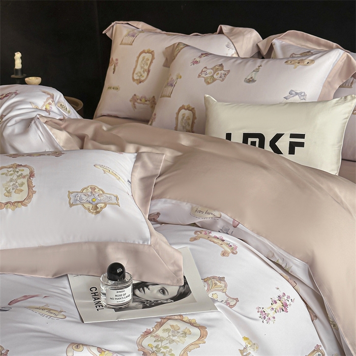 91家纺网 家纺一手货源 找家纺 蓝米卡夫 2026夏季新款50S天丝数码印花夏被夏凉被空调被四件套 洛丽塔-粉