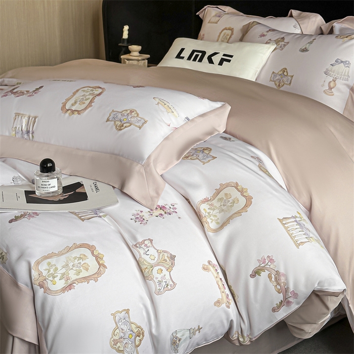 91家纺网 家纺一手货源 找家纺 蓝米卡夫 2026夏季新款50S天丝数码印花夏被夏凉被空调被四件套 洛丽塔-粉