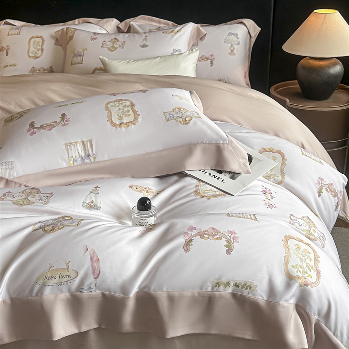 91家纺网 家纺一手货源 找家纺 蓝米卡夫 2026夏季新款50S天丝数码印花夏被夏凉被空调被四件套 洛丽塔-粉