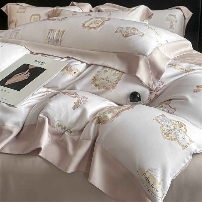 91家纺网 家纺一手货源 找家纺 蓝米卡夫 2026夏季新款50S天丝数码印花夏被夏凉被空调被四件套 洛丽塔-粉