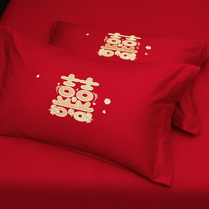 91家纺网 家纺一手货源 找家纺 千禧家纺 2026新款全棉13372婚庆绣花系列 心动爱恋