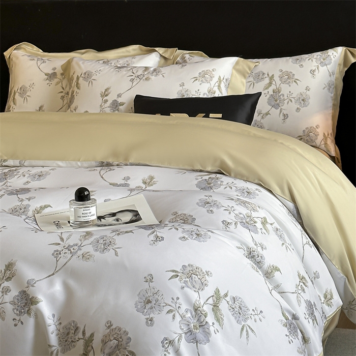 91家纺网 家纺一手货源 找家纺 蓝米卡夫 2026夏季新款50S天丝数码印花夏被夏凉被空调被四件套 曼妮-紫