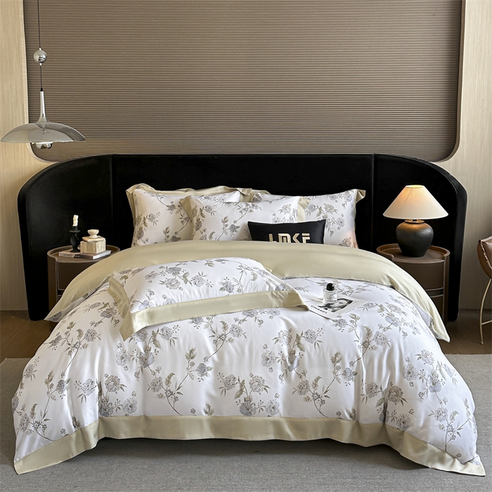 91家纺网 家纺一手货源 找家纺 蓝米卡夫 2026夏季新款50S天丝数码印花夏被夏凉被空调被四件套 曼妮-紫