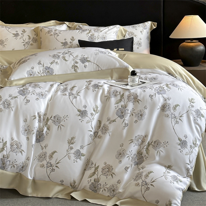 91家纺网 家纺一手货源 找家纺 蓝米卡夫 2026夏季新款50S天丝数码印花夏被夏凉被空调被四件套 曼妮-紫