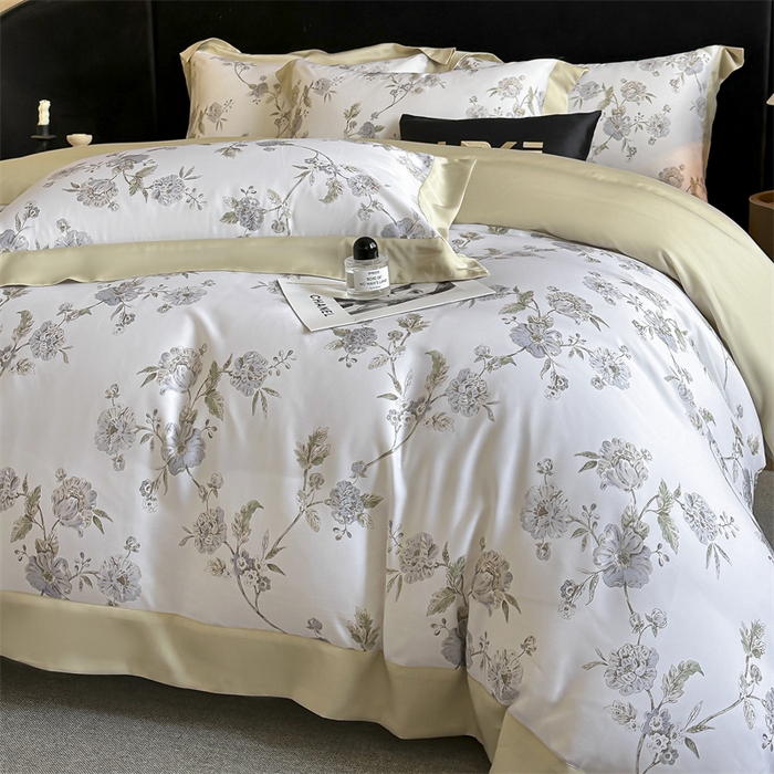 91家纺网 家纺一手货源 找家纺 蓝米卡夫 2026夏季新款50S天丝数码印花夏被夏凉被空调被四件套 曼妮-紫