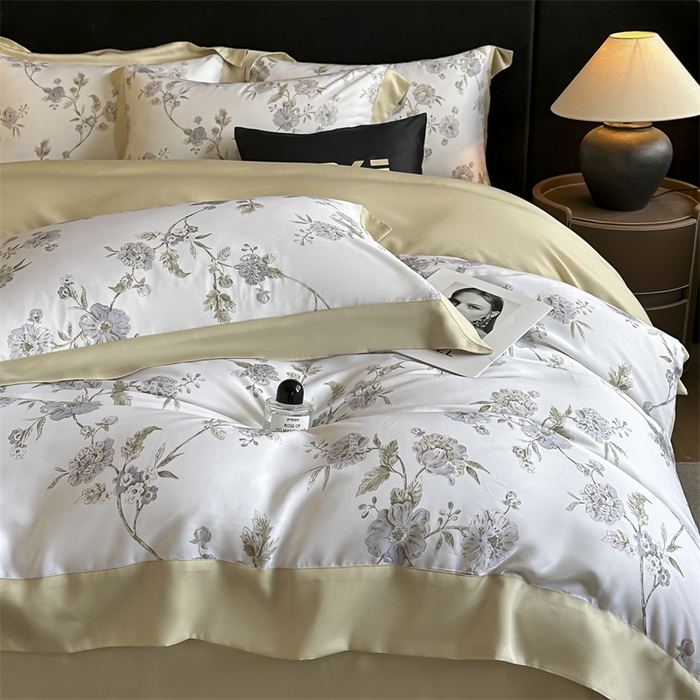 91家纺网 家纺一手货源 找家纺 蓝米卡夫 2026夏季新款50S天丝数码印花夏被夏凉被空调被四件套 曼妮-紫