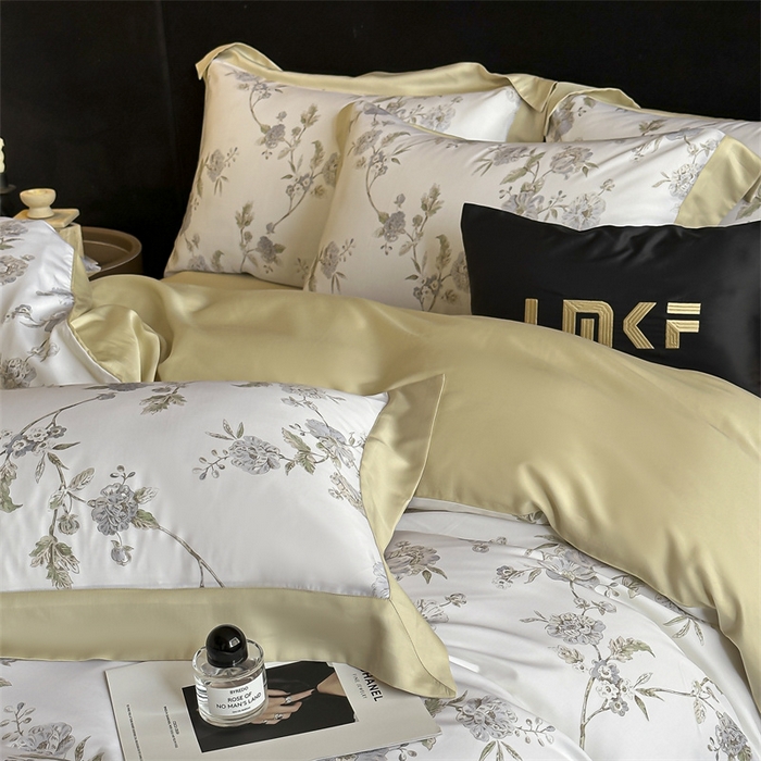 91家纺网 家纺一手货源 找家纺 蓝米卡夫 2026夏季新款50S天丝数码印花夏被夏凉被空调被四件套 曼妮-紫