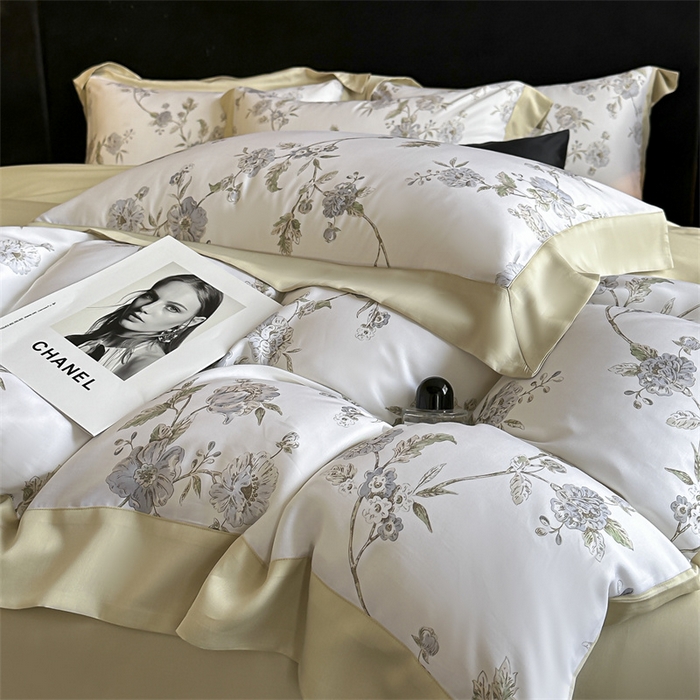 91家纺网 家纺一手货源 找家纺 蓝米卡夫 2026夏季新款50S天丝数码印花夏被夏凉被空调被四件套 曼妮-紫