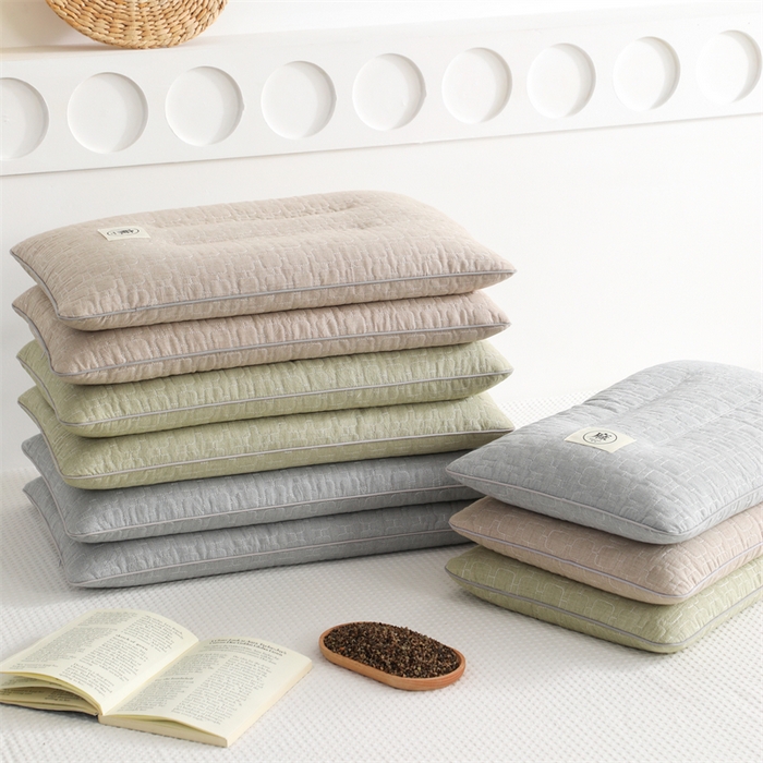 91家纺网 家纺一手货源 找家纺 （总）仁宇枕业 2026新款新品简约款棉麻全荞麦枕头枕芯