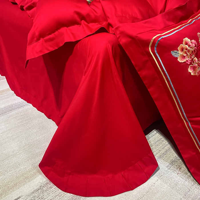 91家纺网 家纺一手货源 找家纺 千禧家纺 2026新款全棉13372婚庆绣花系列 挚爱江山