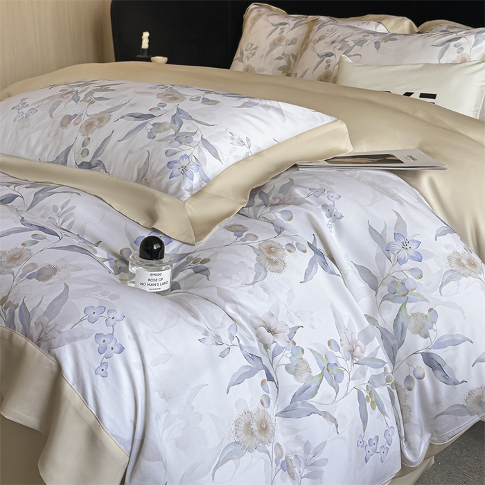 蓝米卡夫 2026夏季新款50S天丝数码印花夏被夏凉被空调被四件套 蔓悦-兰