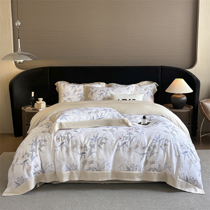 91家纺网 家纺一手货源 找家纺 蓝米卡夫 2026夏季新款50S天丝数码印花夏被夏凉被空调被四件套 蔓悦-兰