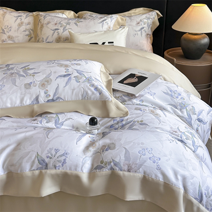 91家纺网 家纺一手货源 找家纺 蓝米卡夫 2026夏季新款50S天丝数码印花夏被夏凉被空调被四件套 蔓悦-兰