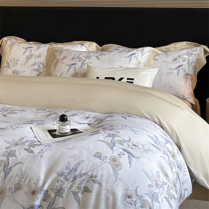 91家纺网 家纺一手货源 找家纺 蓝米卡夫 2026夏季新款50S天丝数码印花夏被夏凉被空调被四件套 蔓悦-兰