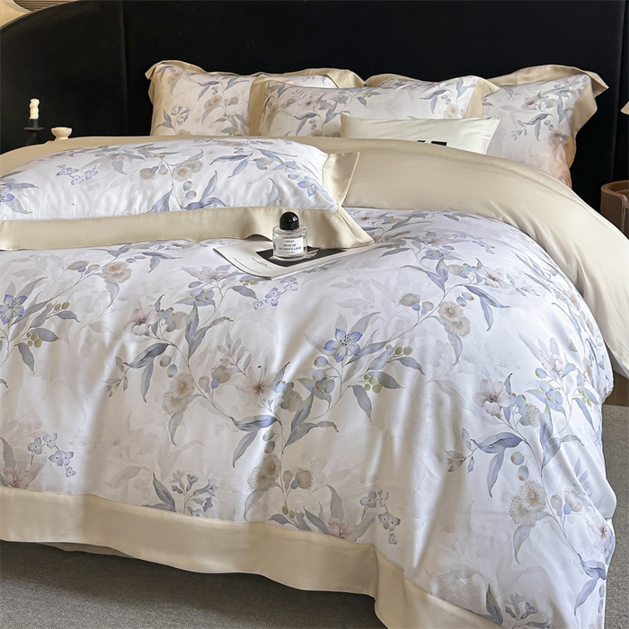 91家纺网 家纺一手货源 找家纺 蓝米卡夫 2026夏季新款50S天丝数码印花夏被夏凉被空调被四件套 蔓悦-兰