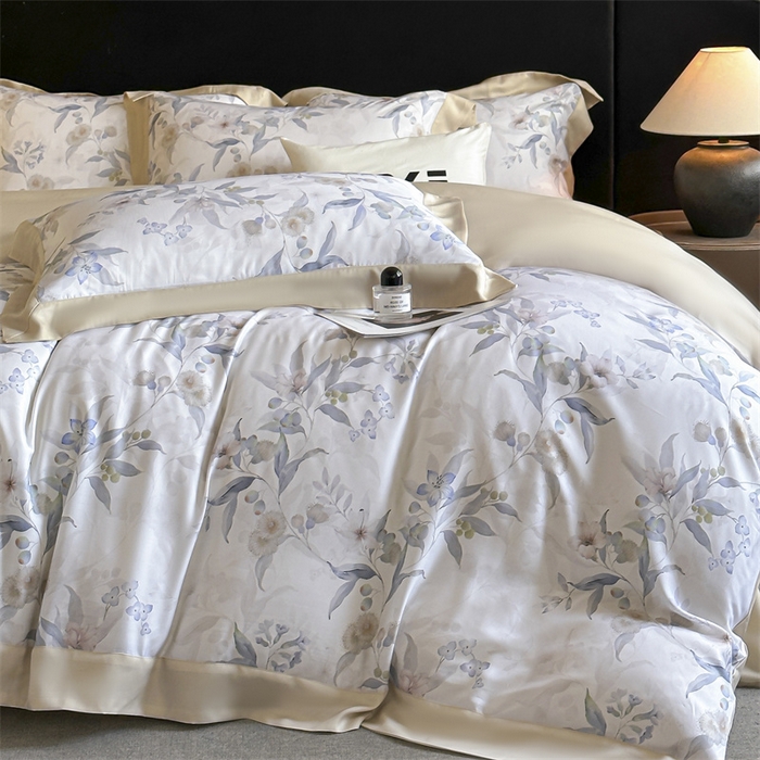 91家纺网 家纺一手货源 找家纺 蓝米卡夫 2026夏季新款50S天丝数码印花夏被夏凉被空调被四件套 蔓悦-兰