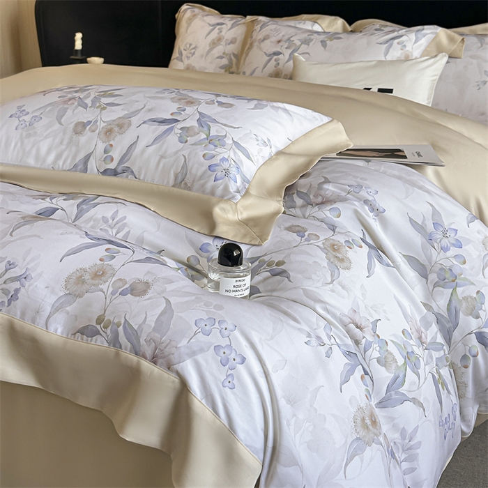 91家纺网 家纺一手货源 找家纺 蓝米卡夫 2026夏季新款50S天丝数码印花夏被夏凉被空调被四件套 蔓悦-兰