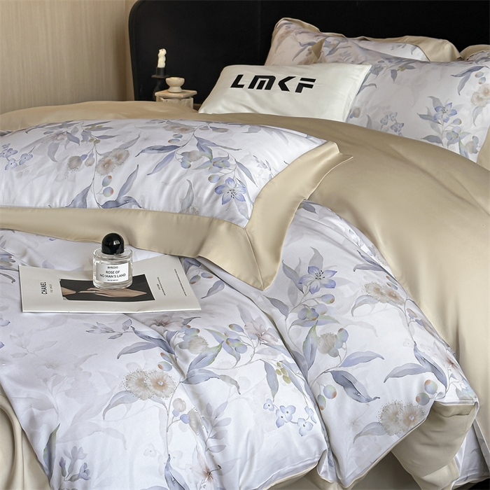 91家纺网 家纺一手货源 找家纺 蓝米卡夫 2026夏季新款50S天丝数码印花夏被夏凉被空调被四件套 蔓悦-兰