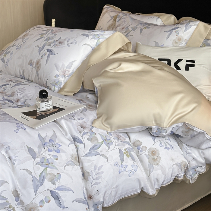 91家纺网 家纺一手货源 找家纺 蓝米卡夫 2026夏季新款50S天丝数码印花夏被夏凉被空调被四件套 蔓悦-兰