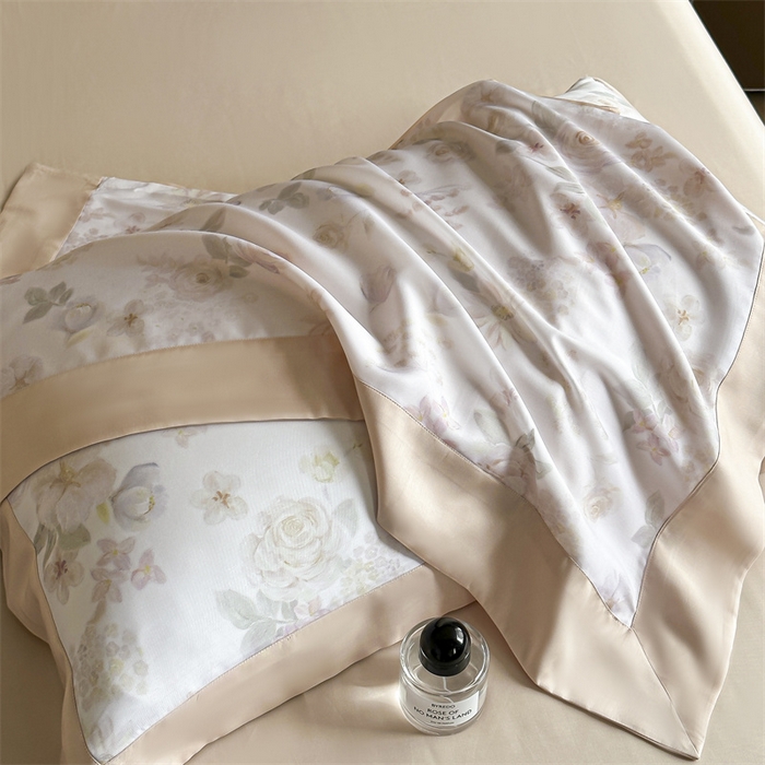 91家纺网 家纺一手货源 找家纺 蓝米卡夫 2026夏季新款50S天丝数码印花夏被夏凉被空调被四件套 念池花-粉