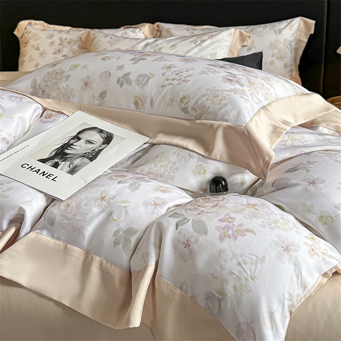 91家纺网 家纺一手货源 找家纺 蓝米卡夫 2026夏季新款50S天丝数码印花夏被夏凉被空调被四件套 念池花-粉