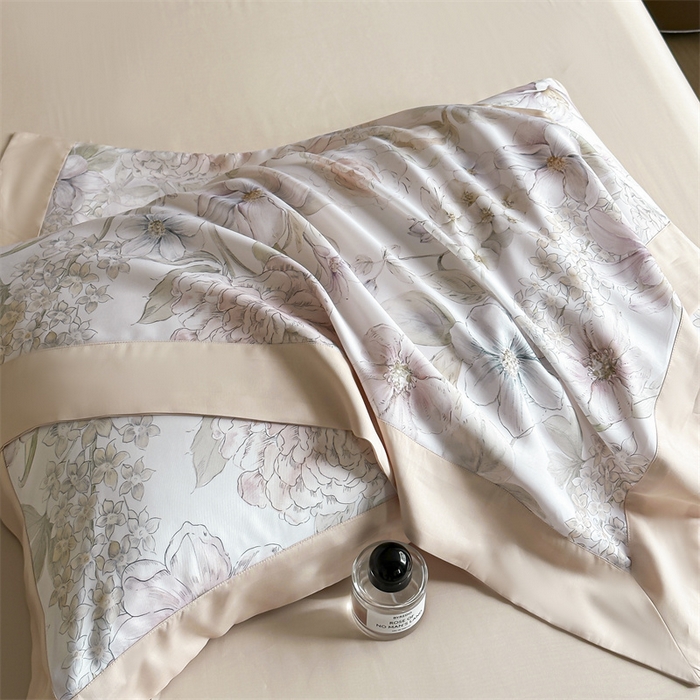 91家纺网 家纺一手货源 找家纺 蓝米卡夫 2026夏季新款50S天丝数码印花夏被夏凉被空调被四件套 山樱觅-粉