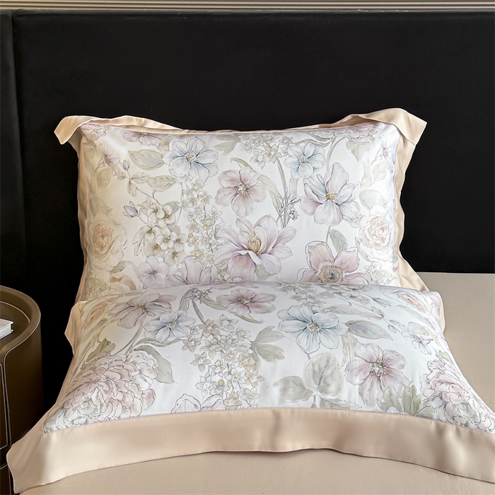 91家纺网 家纺一手货源 找家纺 蓝米卡夫 2026夏季新款50S天丝数码印花夏被夏凉被空调被四件套 山樱觅-粉