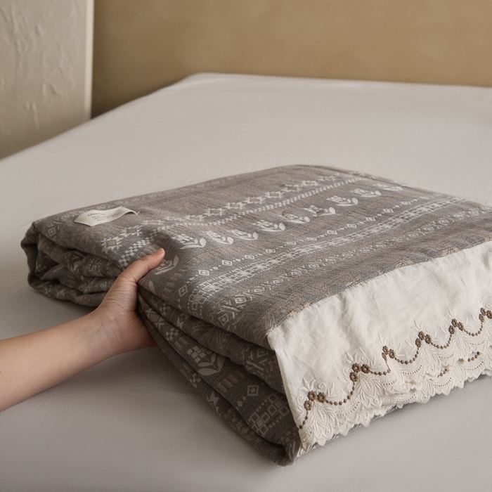 91家纺网 家纺一手货源 找家纺 大彩家居 2026新款全棉提花棉麻夏被夏凉被空调被 远山归音