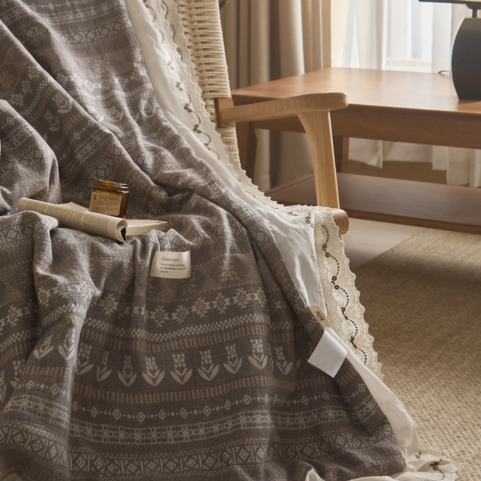 91家纺网 家纺一手货源 找家纺 大彩家居 2026新款全棉提花棉麻夏被夏凉被空调被 远山归音