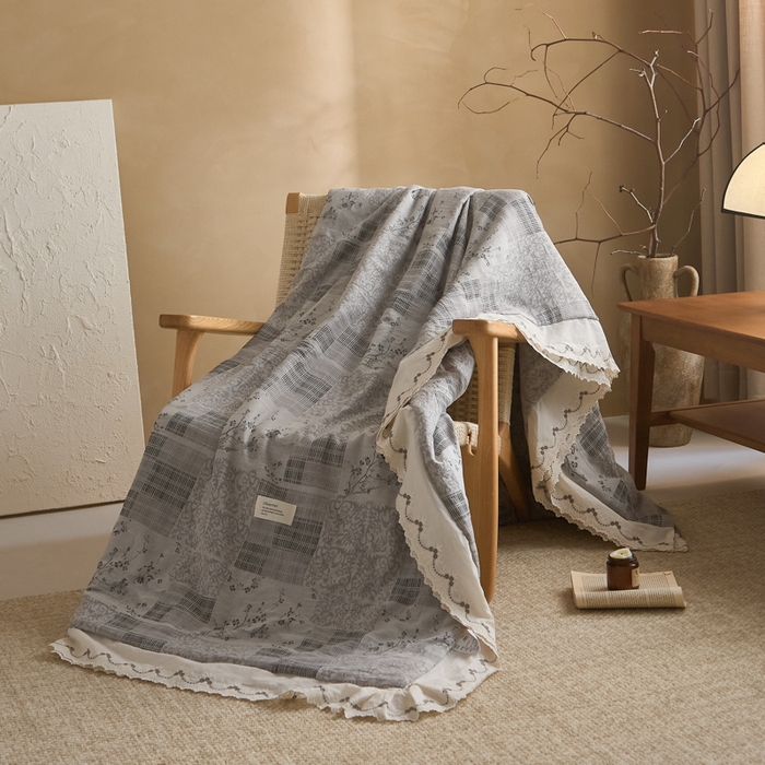 91家纺网 家纺一手货源 找家纺 大彩家居 2026新款全棉提花棉麻夏被夏凉被空调被 筑梦格