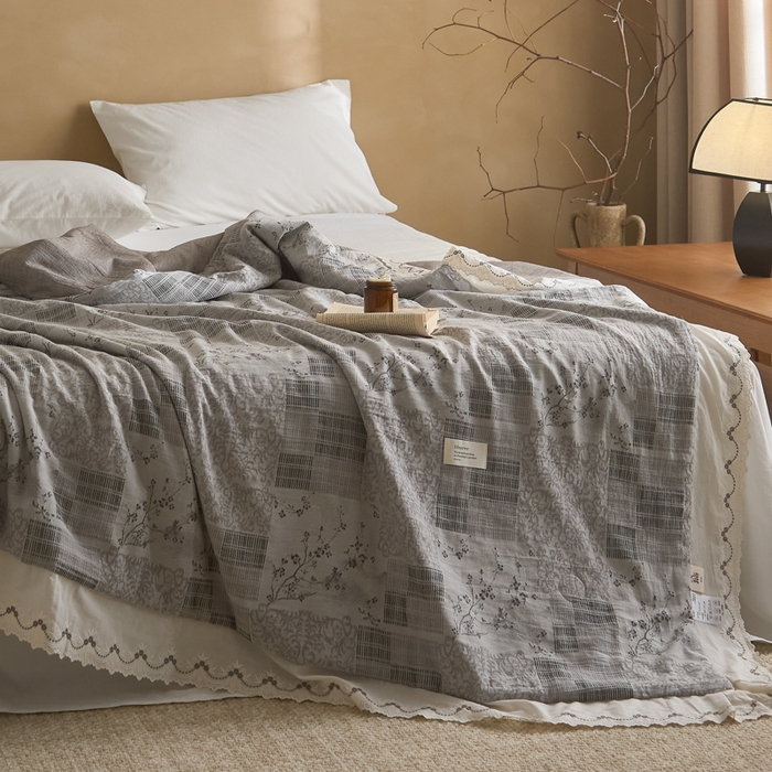 91家纺网 家纺一手货源 找家纺 大彩家居 2026新款全棉提花棉麻夏被夏凉被空调被 筑梦格