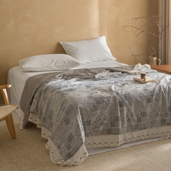 91家纺网 家纺一手货源 找家纺 大彩家居 2026新款全棉提花棉麻夏被夏凉被空调被 筑梦格