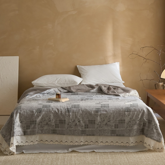 91家纺网 家纺一手货源 找家纺 大彩家居 2026新款全棉提花棉麻夏被夏凉被空调被 筑梦格