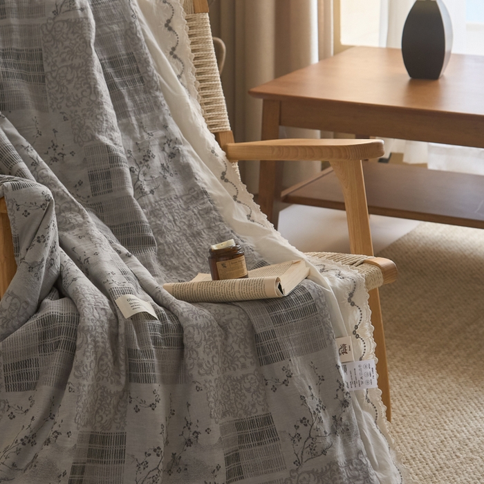 91家纺网 家纺一手货源 找家纺 大彩家居 2026新款全棉提花棉麻夏被夏凉被空调被 筑梦格